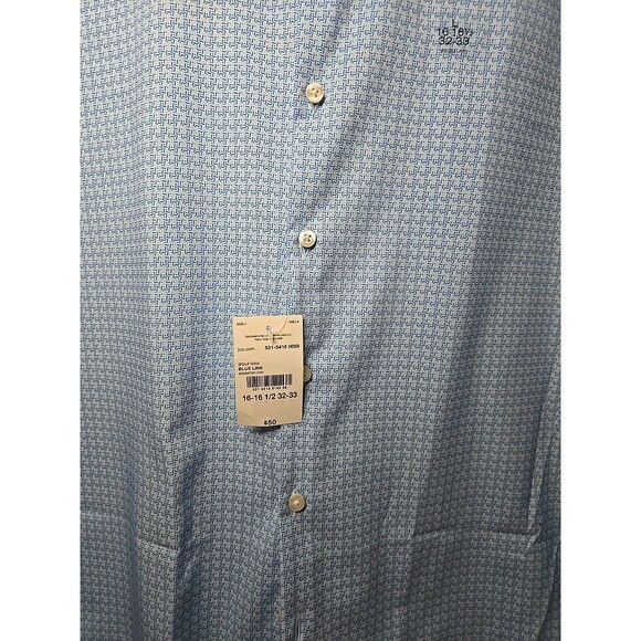 J Ferrar Regular Fit Stretch Long Sleeve Button Shirt Sz Lg 16-16½, Blue Link - Picture 4 of 8